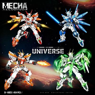 4 Stil Mecha Roboter Bausteine Set, DIY Montage Modellbausatz mit beweglichen Gelenken, Actionfigur Sammlung für Erwachsene & Teenager