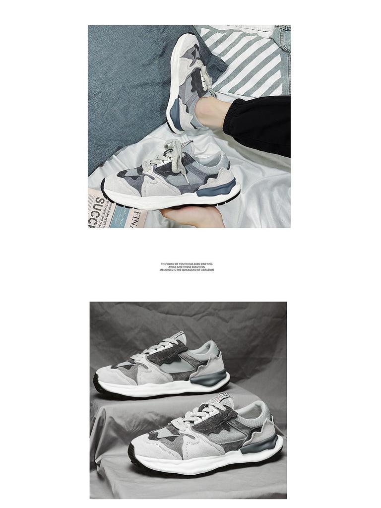 Men's Trendy Breathable Retro Sneakers: Thick-Soled Casual Fashion Shoes