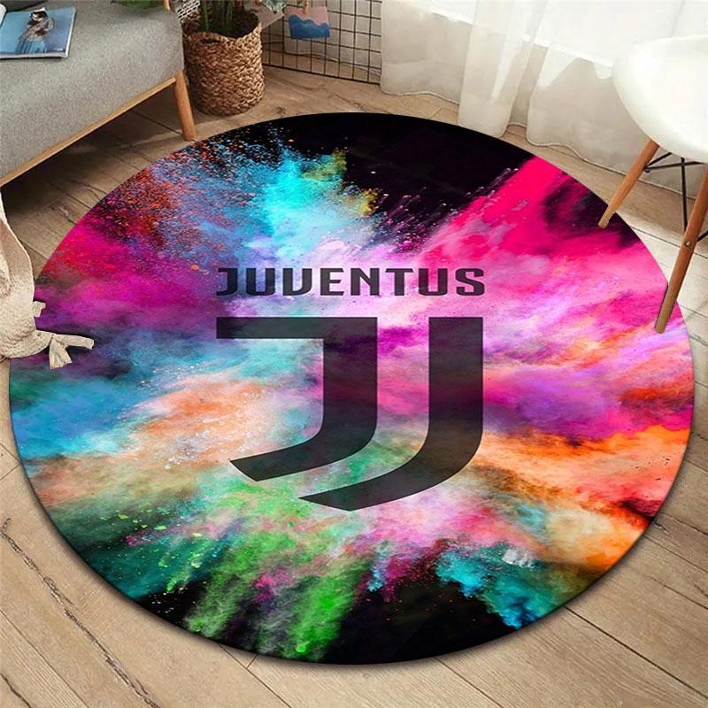 Juventus Football Club Round Area Rug,Carpet Rug for Living Room Bedroom Sofa Playroom Decor,Non-slip Floor Mat