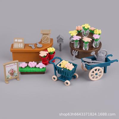 Cute Flower Shop Mini Simulation Small Store Miniature Doll House Accessories Diy Props Small Ornaments Play House Toys