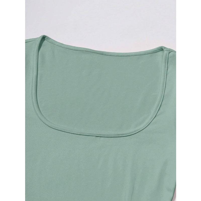 YYFS Women's Fashion Casual Spring Fall Solid Color Print Long Sleeve Square Collar Blouses & Shirts