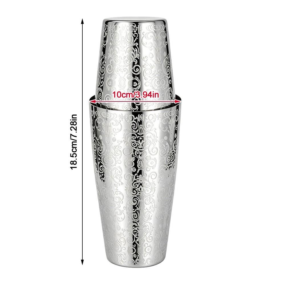 2 Piece Set Etched Pattern Boston Shaker Metal Cocktail Shaker Set Cocktail Making