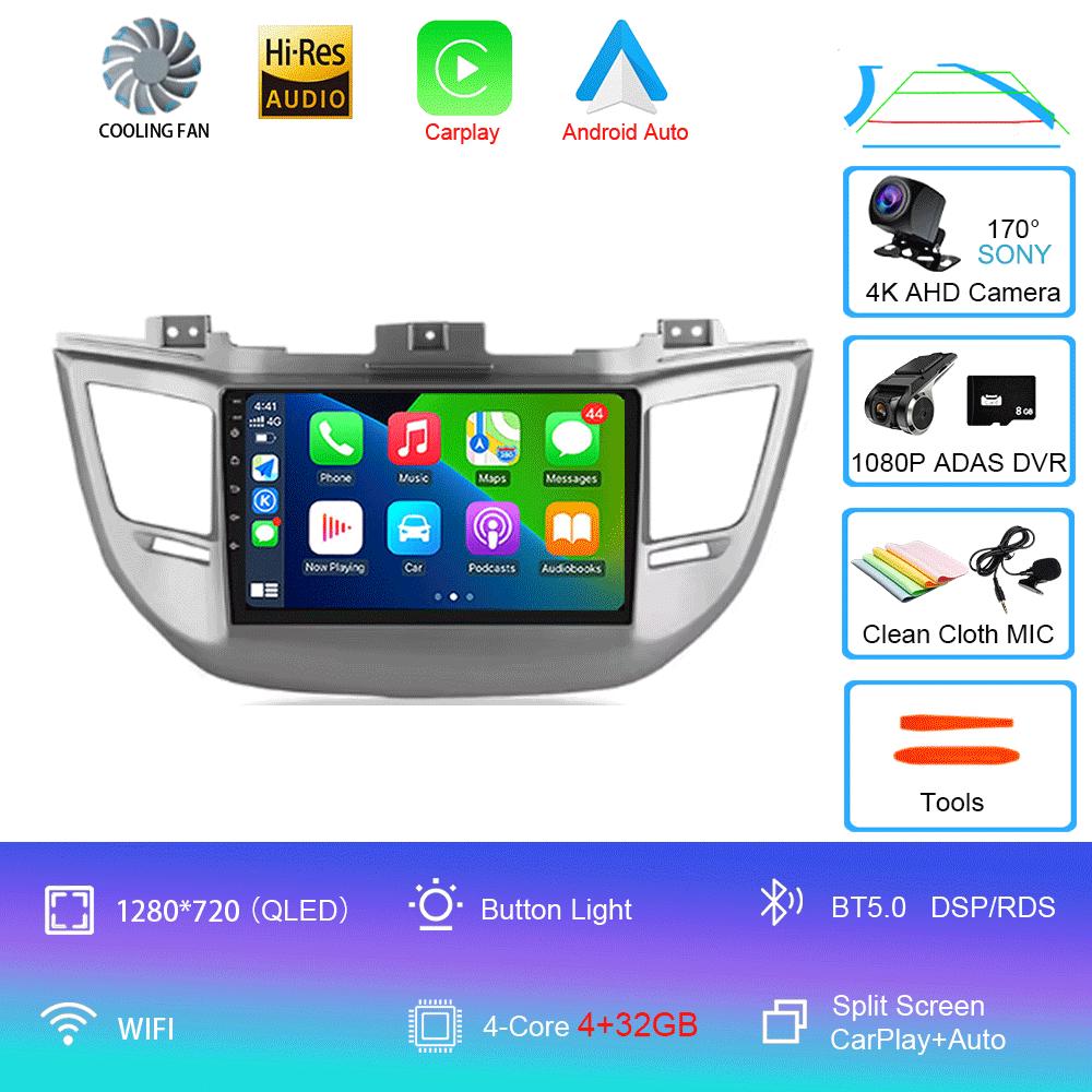 For Hyundai Tucson 2015-2017 Android 14 2din Car Radio Multimedia Video Player GPS Navigation 4G WIFI Carplay 8Core DSP EQ