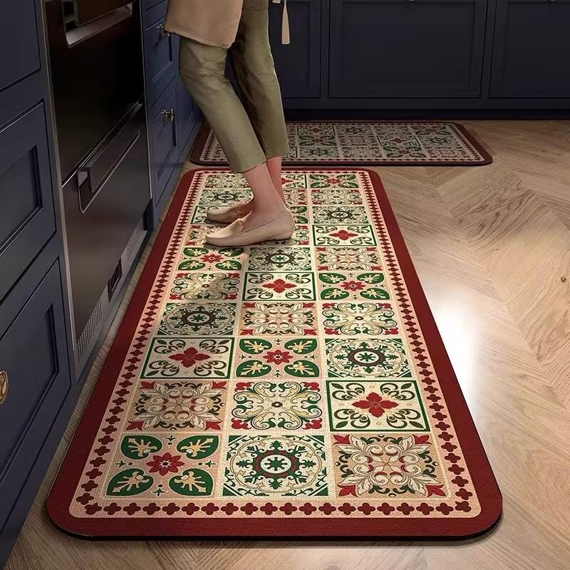 Diatom Mud Carpet, Kitchen Floor Mat, Oil Resistant and Dirt Resistant Foot Mat, Anti Slip Pad, Water Absorbing Rug Oil Absorbing, Fully Laid Carpet