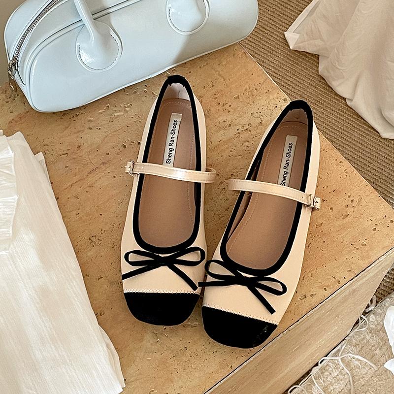 Pantofi de balet noi de primăvară cu fundă-fluture pentru femei, pantofi de modă pentru exterior, pantofi de rochie pentru femei, pantofi plați cu talpă moale în stil stradal