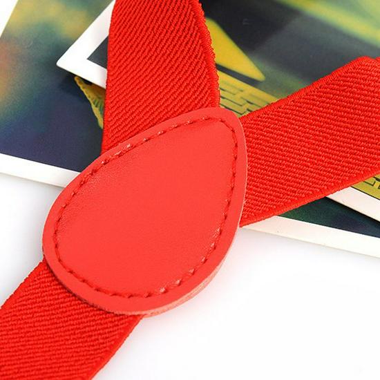 Unisex 2.5cm Y-Back Elastic Red Suspenders