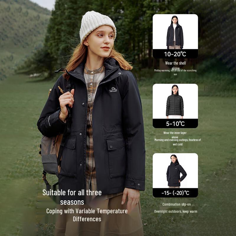 

Pelliot Men s 3-in-1 Detachable Hooded Windbreaker Jacket 3XL