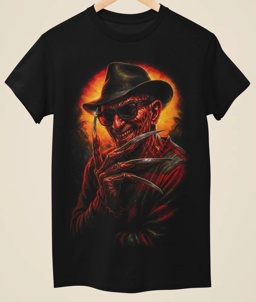 Evil Horror Freddy Kruger Halloween Printed Unisex Black TShirt (H0011) S
