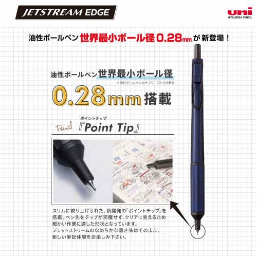 Mitsubishi Pencil Oil-Based Ballpoint Pen Jet Stream Edge 0.28 White Red Super Fine But Easy to Write SXN100328W.15