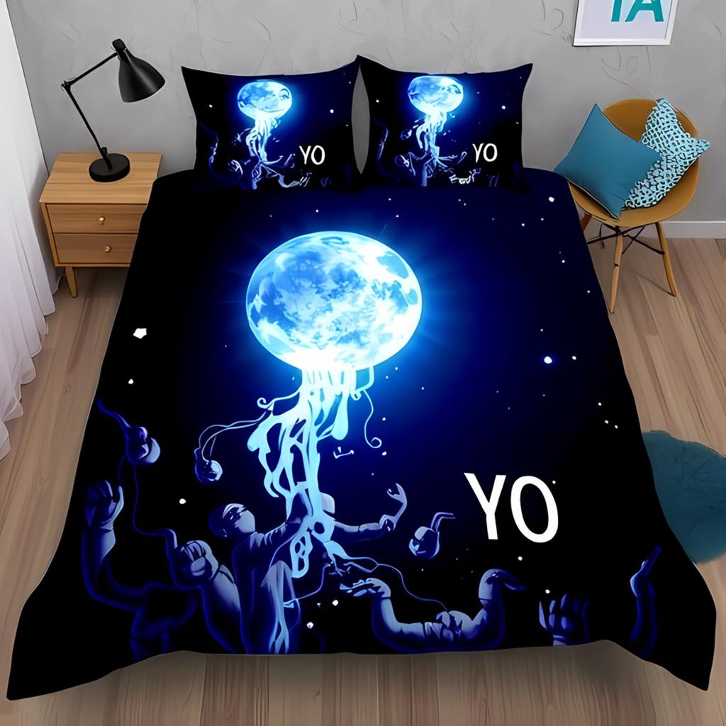 Comforter Cartoon Jellyfish Printed S Adult High Quality Bedding Set Bed Giftqueen Size Warm Soft And Breathable