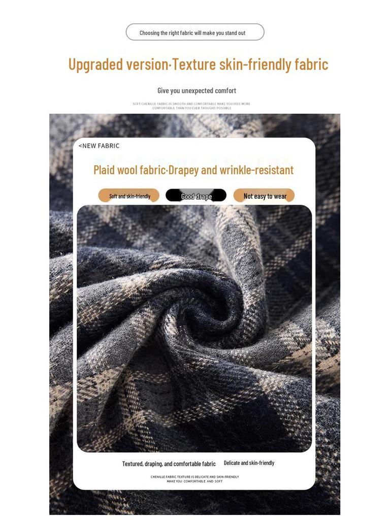 Women's Plaid A-line Skirt: Mid-Length, Thickened for Autumn/Winter 2025, Slimming Fit.