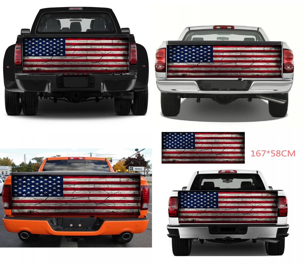 Bold Red White American Flag Print Rear Graphic Decal Sticker For Trucks And Suvs