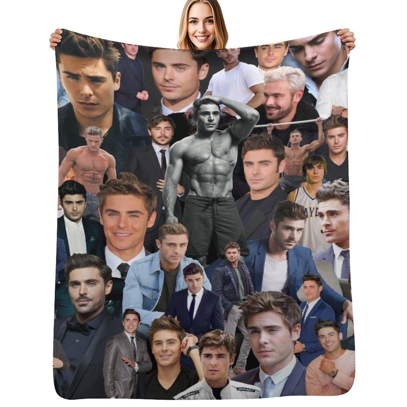 Zac Efron Throw Blanket Soft Comfort Blanket for Reading Watching TV Size: 75*100cm, Weight: 230 GSM