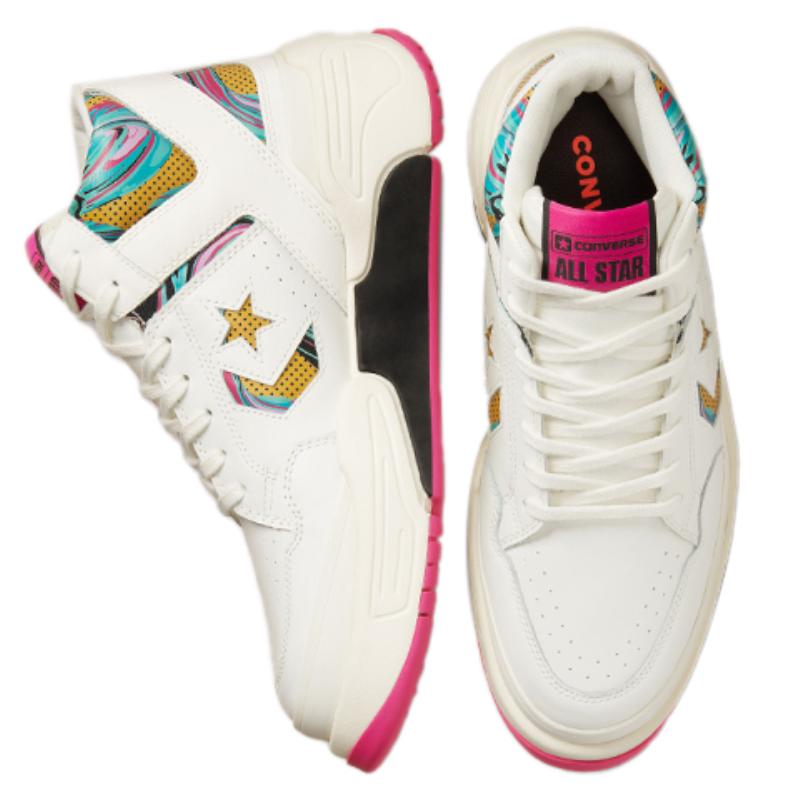 Converse Weapon Series CX Leather Mid-top Retro Basketball Shoes Unisex White and Pink
