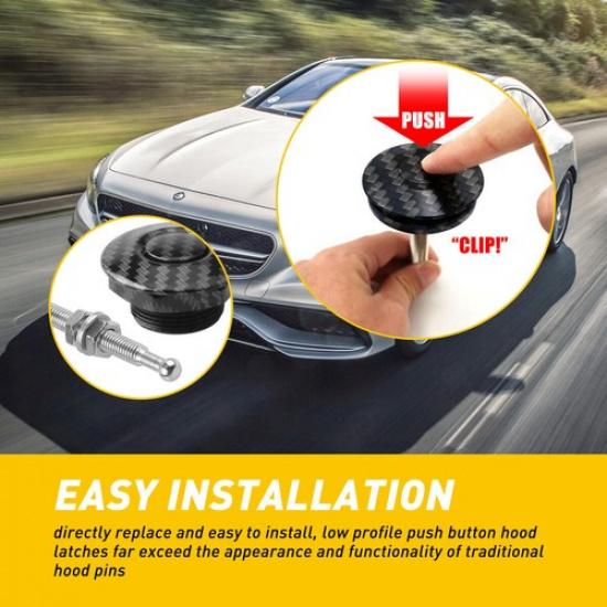 Push Button Quick Release Hood Pin Bonnet Lock Car Bumper Latch Kit Carbon Fiber