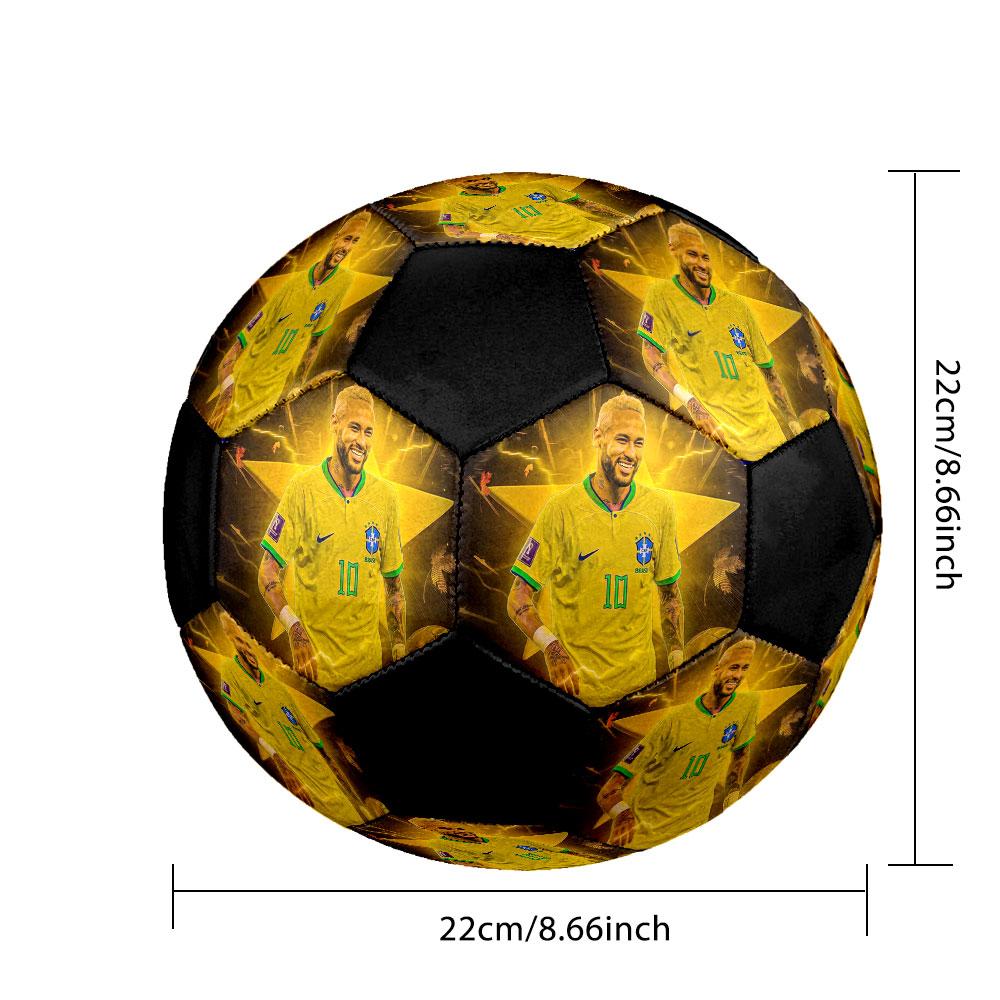 1PC Neymar Football Legend Size 5 Soccer Ball PrahaIndoor Soccer Ball Colorful All Ages Machine Stitched PVC Competition Ready Durable High-Bounce