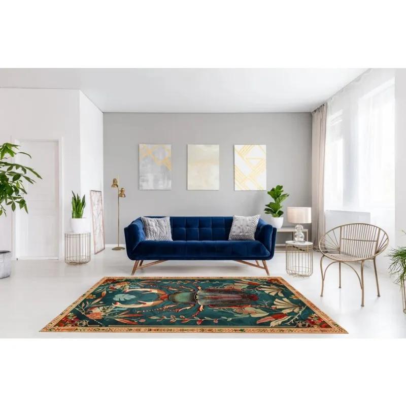 Cottagecore Käfer Bereichsteppich Vintage Wohnzimmer Bodenbereich Kunst Dekoration Teppich Rustikaler Schlafzimmerteppich Einzugsgeschenk für Mama