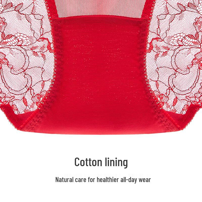 Maniform Women's Lucky Red Lace Mid-Low Waist Briefs