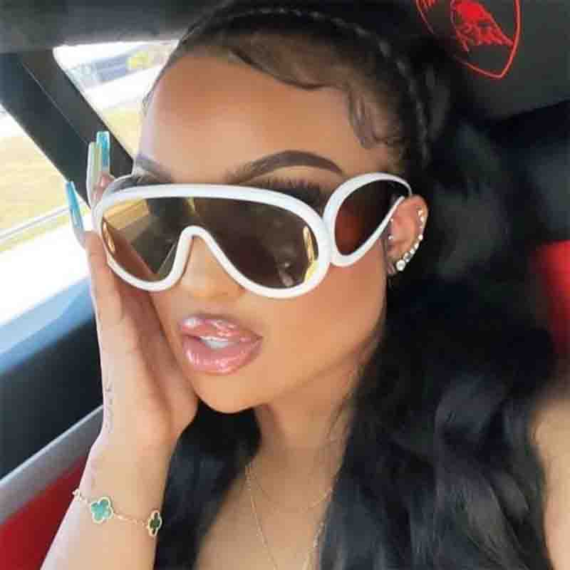 Oversized Y2K Punk One-Piece Sunglasses Women Sports Wave Mask Sun Glasses Luxury Steampunk Eyewear