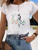 (Asian Size)  Sweet Flower Trend 90s Graphic Tee Fashion T Clothing Women's Top  Print Female Casual  Short Sleeve T-shirts
