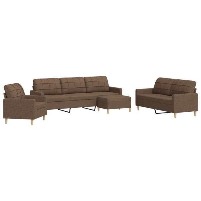 VidaXL Ensemble de canapés 4 pcs avec repose-pied marron tissu, canapé, siège de canapé, canapé relax, canapé confort, 3278298