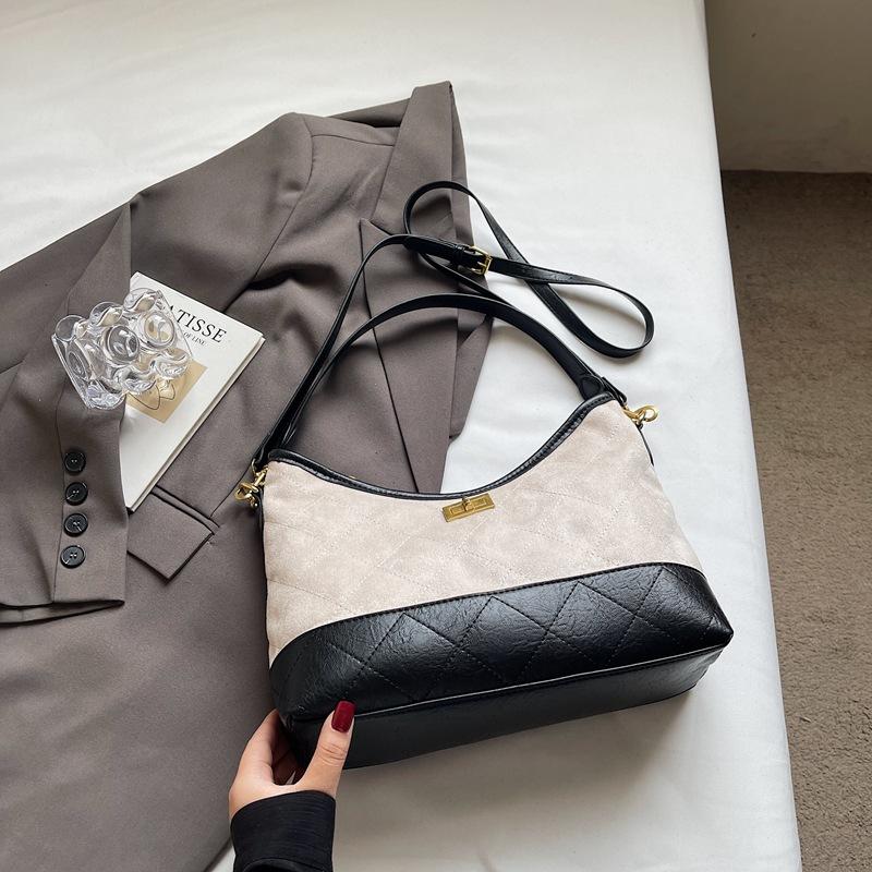 Retro Small Bag Women's New Fashion Contrasting Color Versatile Messenger Bag One Shoulder Underarm Dumpling Bag