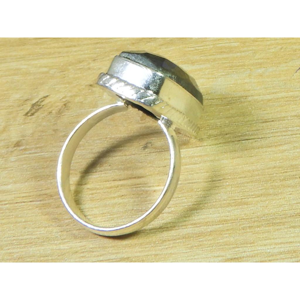 Natural Labradorite 925 Sterling Silver Octagon Handmade Vintage Ring US-7 MK-70
