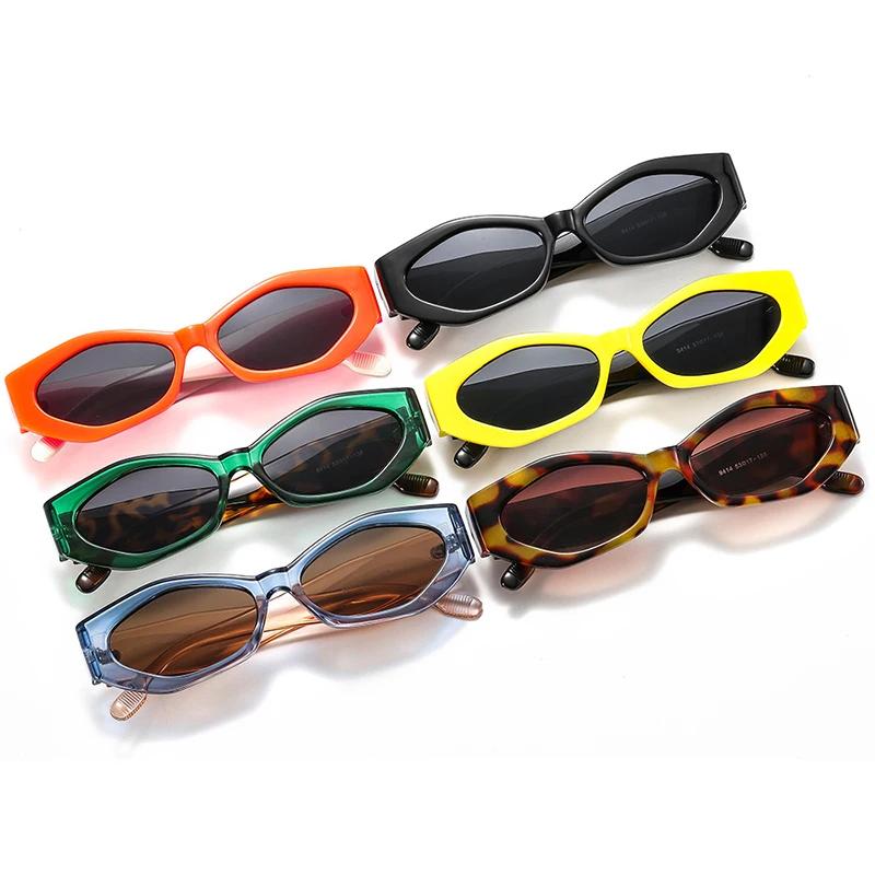 Ins Popular Fashion Polygon Cat Eye Sunglasses Women Retro Colorful Oval Eyewear Shades Uv400 Men Trending Driving Sun Glasses