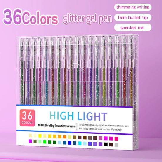 Glitter Gel Pen Set Smooth Writing Colored Drawing Pens Portable Journaling Crafting Doodling Glitter Pens for Adults School Supplies