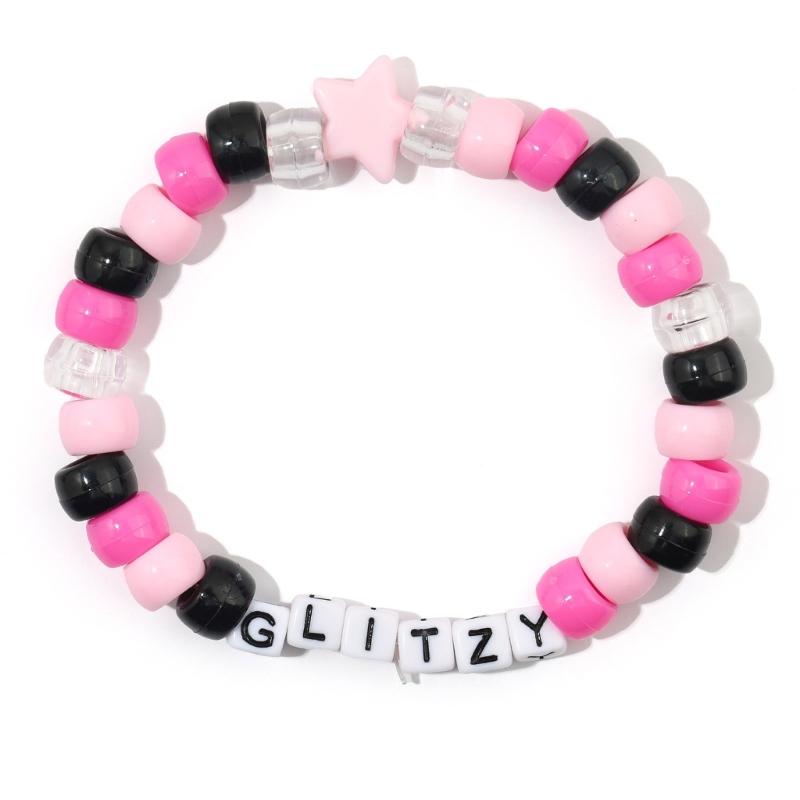 Creative Letter Bead Bracelet With/without Pendant Detail, Acrylic Design Wristlet For Teens Daily Accessories