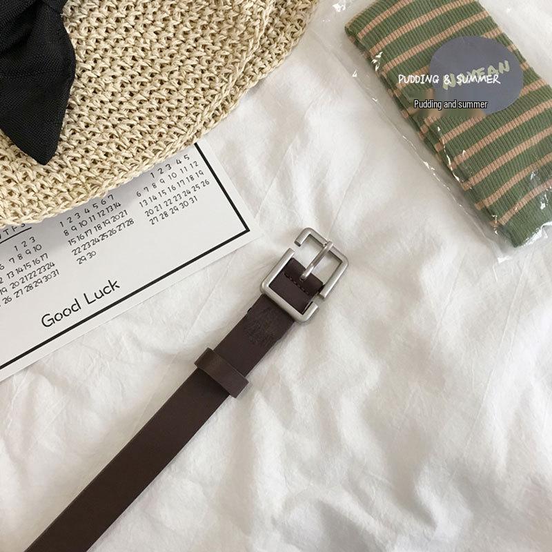 

Современный кожаный ремень унисекс с квадратной пряжкой - Универсальный для женщин и студентов 105 cm кофейный