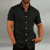Sommer Neu Herren Retro Baumwolle und Leinen Lässig Locker Kurzärmlig Klassisches Hemd