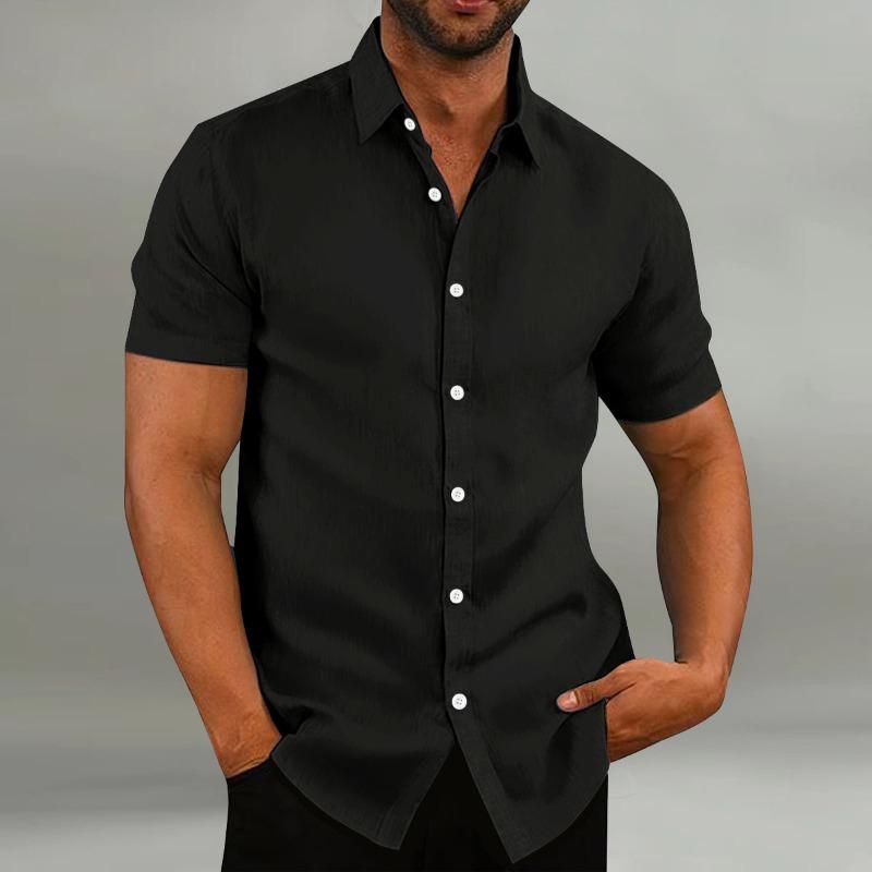 Sommer Neu Herren Retro Baumwolle und Leinen Lässig Locker Kurzärmlig Klassisches Hemd