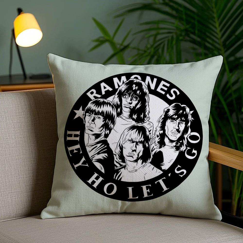 Rock R-Ramones Pillow Case Office Sofa Dorm Chair Back Short Plush Double-Sided Printing Home Cushion Cover