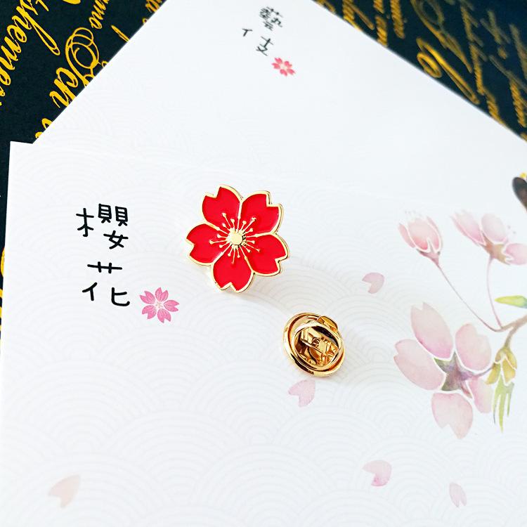 Sweet Sakura Flower Enamel Badge Brooches Pins for Women Girls Colorful Cartoon Jewelry Retro Accessories Backpack Gifts