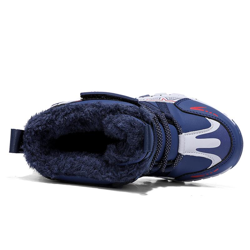 30-40 Children's Winter Large Size Fashionable Outdoor Velcro High Top Plush Warm Cotton Boots Snow Boots