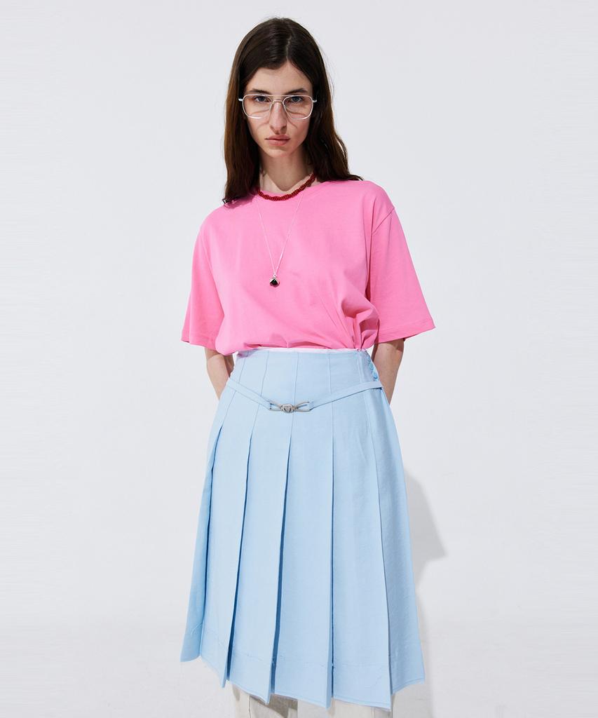 WNDERKAMMER Raw-Cut Pleats Skirt_Light Blue
