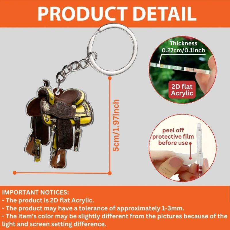 Artistic Acrylic Horse Saddles Pendant For Rearview Mirror Decoration Key Holder Gift And Wall Ornament Application