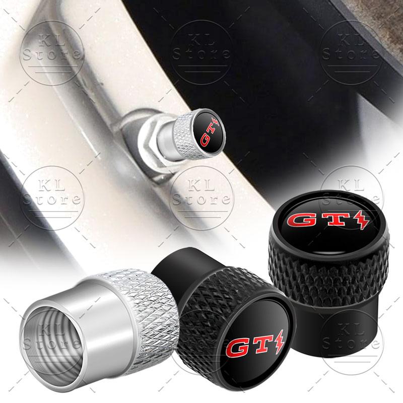 BSM1 Emblems 4pcs GT Lightning Emblem Car Wheel Tire Valve Caps Tyre Rim Stem Dust Covers For Volkswagen GTI Passat Jetta Golf 5 6 7 Ld2