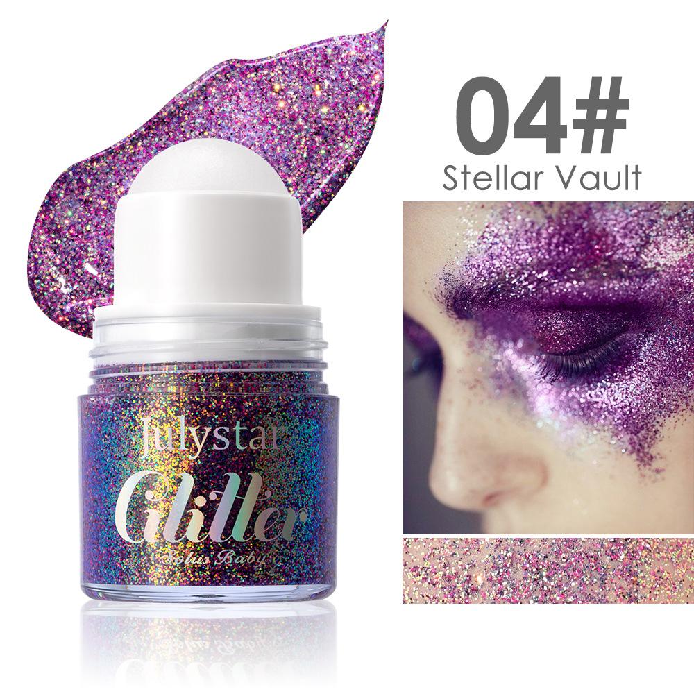 Speziell für Körperbälle, Hochglanz-Gel, Pailletten, feiner Glitzer und langanhaltend ohne Make-up, lila Lidschatten.