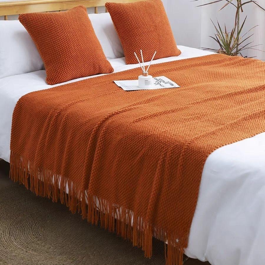 Knitted Blankets Household Bedroom Living Room Office Tassels Fashion Modern Comfortable Breathable Soft Dormitory Simple Ins