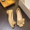 New Popular Fairy Style French Bow Beanie Shoes Women's Shallow Mouth Single Shoes Low Heel Shoes Ladyshoes Grandma Shoes