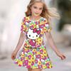 Girls 3D Print Dresses Kids Girl Party Short Sleeve Princess Dress Tank 3D  Likable Cartoon  Print Dress