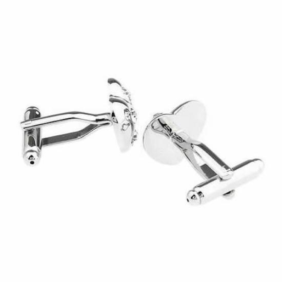 Cufflink Specialty Store CUFF Silver Heart Crystal Cufflinks Cufflinks Cufflinks N00193