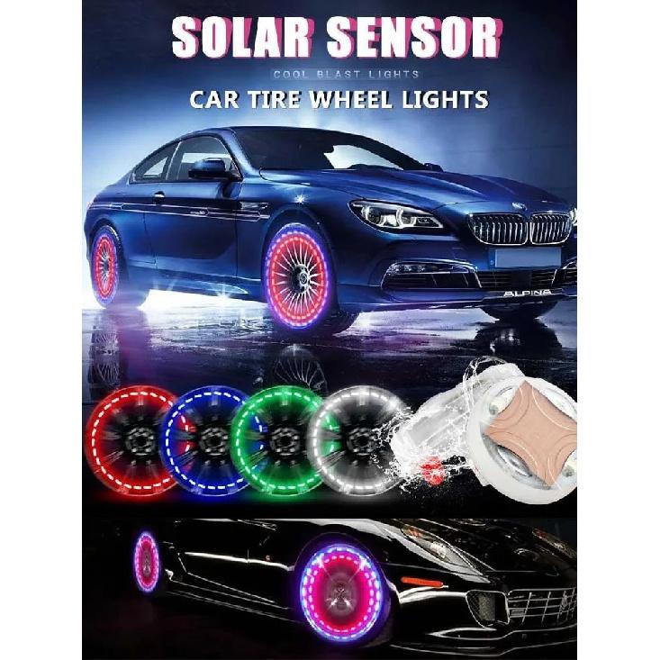 Car Solar Smart Tire Light Automobile Wheel Lights Nozzle Valve Caps Fluorescent Car Hub Luminous LED Tire Valve Caps Lights