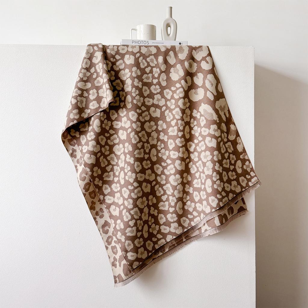 Shawl Warm Winter Scarf Women Leopard Stripes Cashmere Pashmina Thick Wrap Head Neck Foulard Luxury  Blanket Echarpe