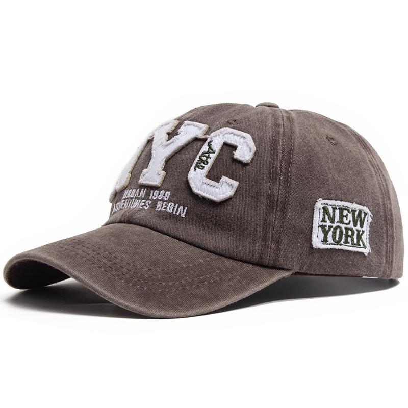 Vintage Big Letter NYC Baseball Cap Men Cotton Washed Spring Autumn Visor Soft Snapback Hat For Women