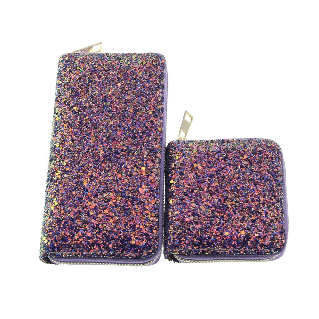 New laser fluorescent diamond sequined female long PU wallet, fashion wallet