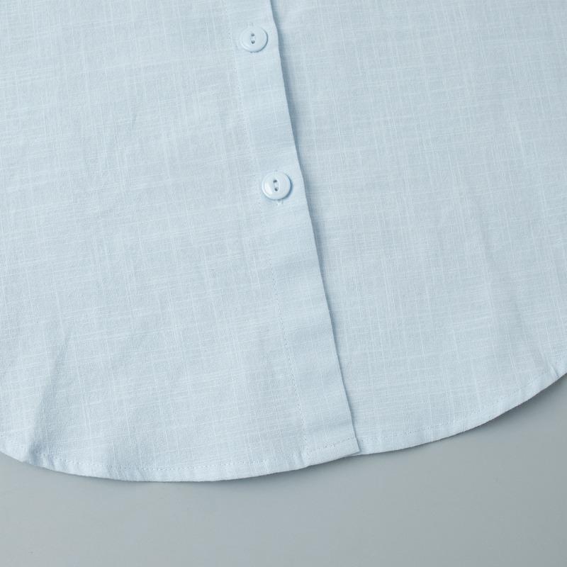 Fashion Cotton Strap Shirt for Women Spring Autumn Bandage Elegant Solid Color Slim Fit Top Commuting Casual Simple Long Sleeve Blouse Sweet Clothing