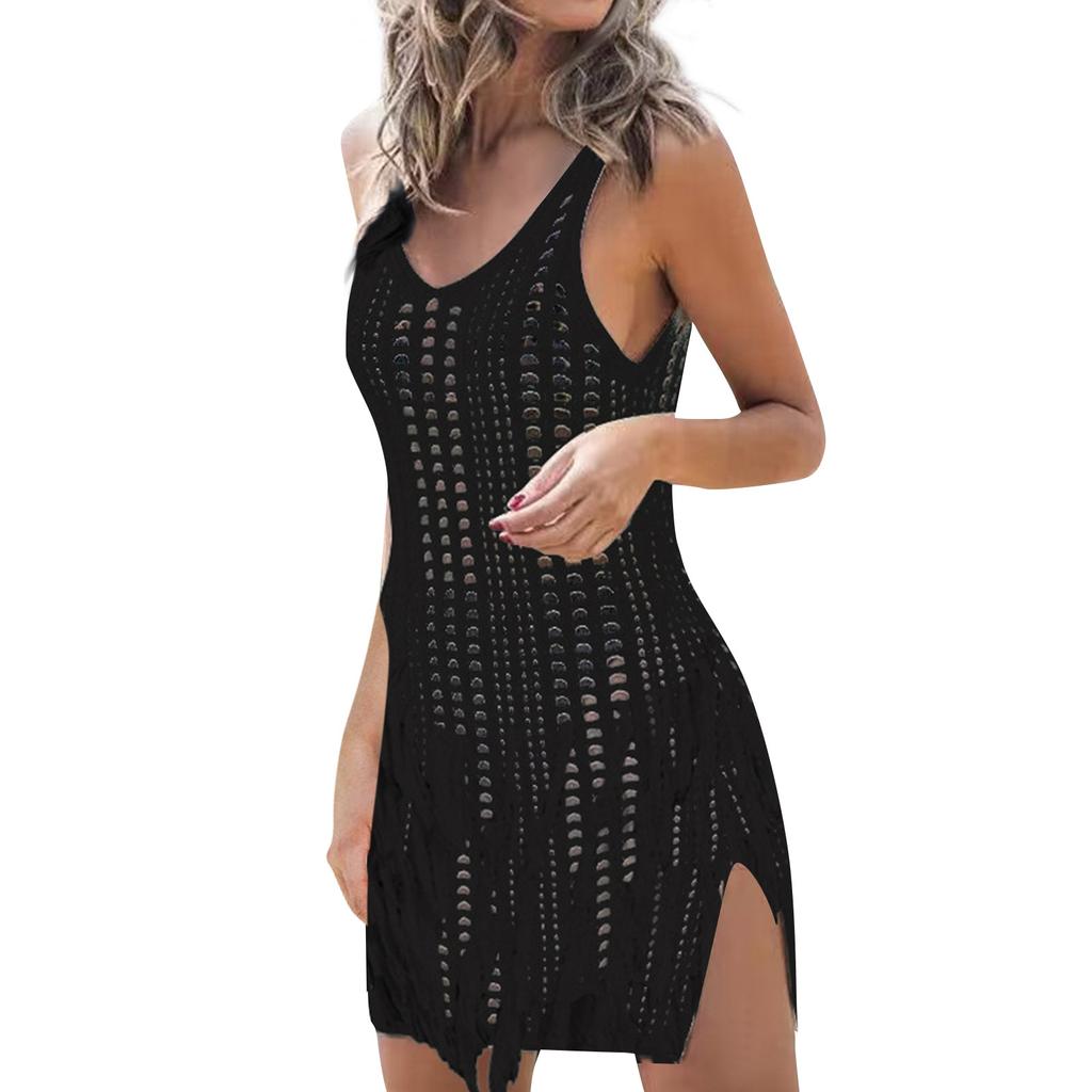 Women's Fashion Outer Sexy Hollow Out Beach Dress Bikini Knitted Cover Up